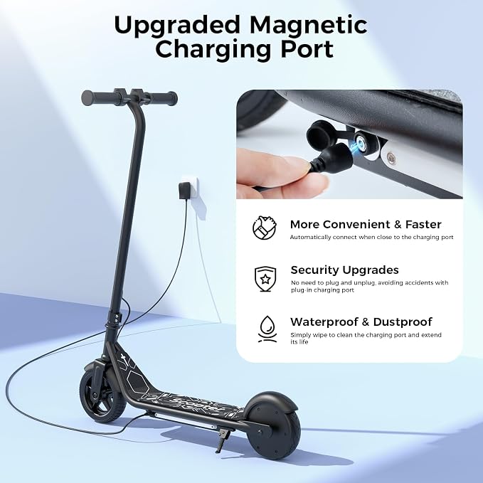 Electric Scooter for Kids Ages 6-12, 150W Motor,10 Mph Max Speed, LED Display, K2-2 Speeds (6/10 MPH), K2 Pro-3 Speeds, Magnetic Charging, Colorful Light, Dual Brake Scooter for Girls Boys