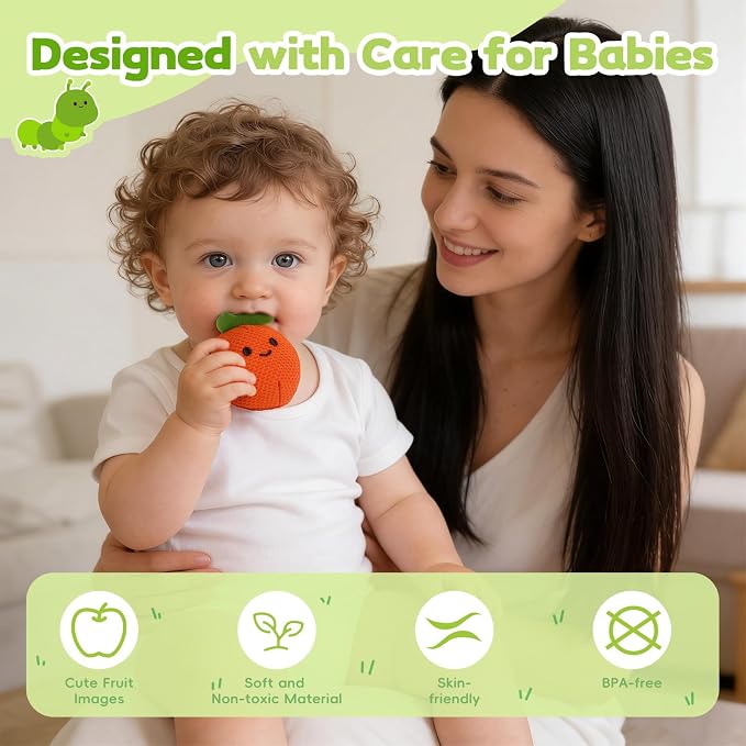 Baby Toys 6-12 Months - My First Fruits Color Shape Sorting Montessori Toys - 6 Month Old Toys Montessori Sensory Toy Carrot Flower with Rattles Mirror Squeaker Textures Crinkle Tissues