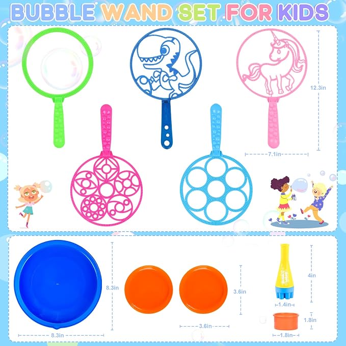 REZUCREY 27 Pcs Big Bubble Wands Toys Set, Giant Bubble Wands with Tray for Kids Summer Outdoor Toys Bubbles Party Favors Bubbles Maker Bulk for Kids Toddlers Boys Girls Age 3 4 5 6 7 8+