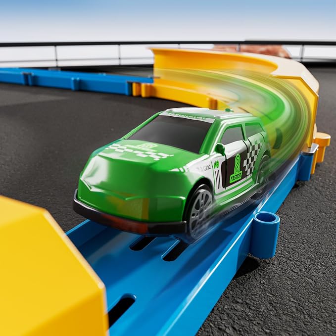 MSKOLER Car Race Track Sets for Kids 3 4 5 6 7 8 9 Years Old - Toy Car Track Set for Boys 3-5 6-8 8-12, Competitive Racing Game with 4 Small Cars, Boys Toy, Gifts Toys Cars for Toddlers Girls 3-8