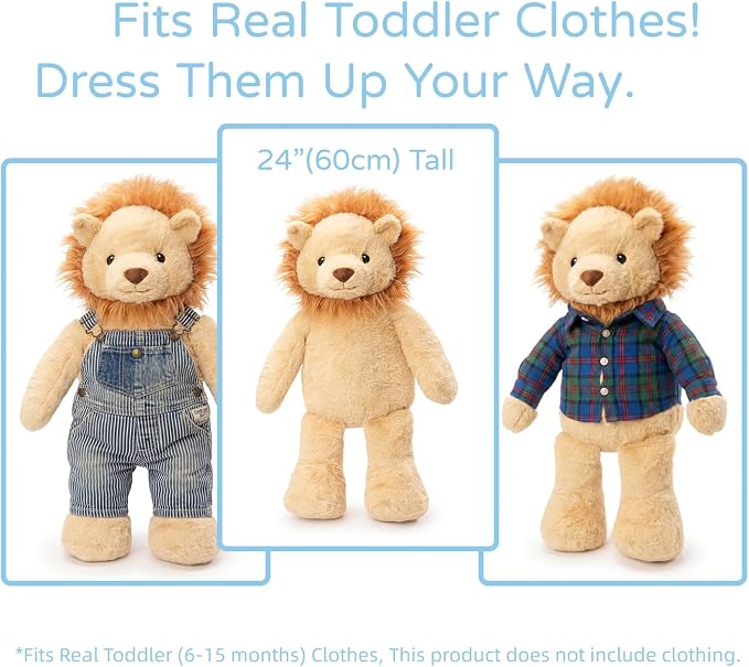 WEIGEDU Dressable Stuffed Animal Fits 3-6M Toddler Clothes, 24.8" Large Plush Toy with Long Limbs for Pretend Play, Soft Huggable Companion - Dog
