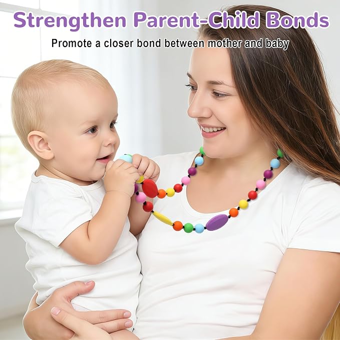 Chew Necklaces for Sensory Kids 2 Pack, Chewy Necklaces 2Pcs for Boys and Girls with Autism ADHD SPD, Silicone Fidget Necklace for Toddler Teens to Reduces Anxiety and Stress