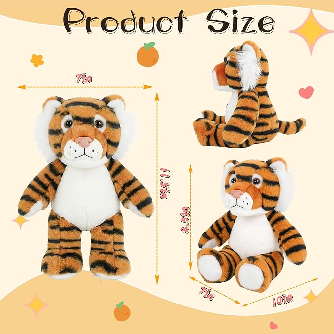 Stuffed Animal Plush Toy Soft Plushie Cuddly Tiger Cute Plush Toy for Kids Toddlers Boys Girls Birthday Christmas Nursery Decor Party Favors