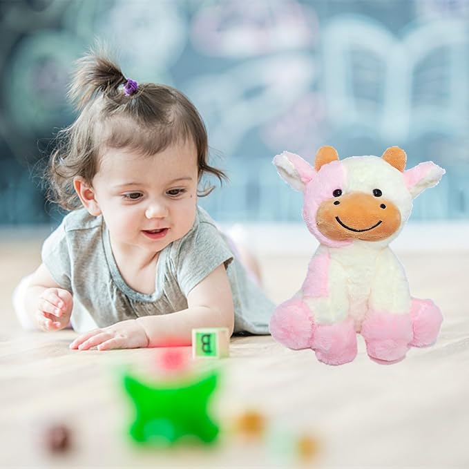 BSVOME 9 inches Cow Stuffed Animal Soft Plush Cute Cow Doll for Boys Girls (Pink Cow)