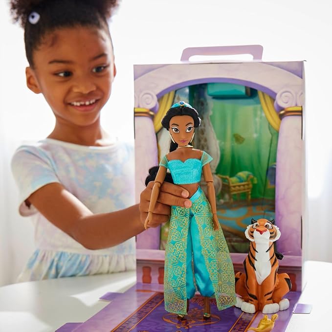 Disney Store Official Jasmine Story Doll - 11 Inches - Includes Coloring Book and Additional Dress, Princess Doll in Classic Outfit, Disney Princess Toys