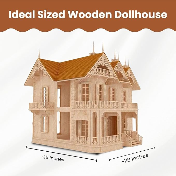 Birds Wood Shack The Victorian Gothic Mansion – Lightweight & Durable Model Kit - Available in 1:24 Scale - Challenging Puzzle Wooden Doll House | Made with Baltic Birch Wood