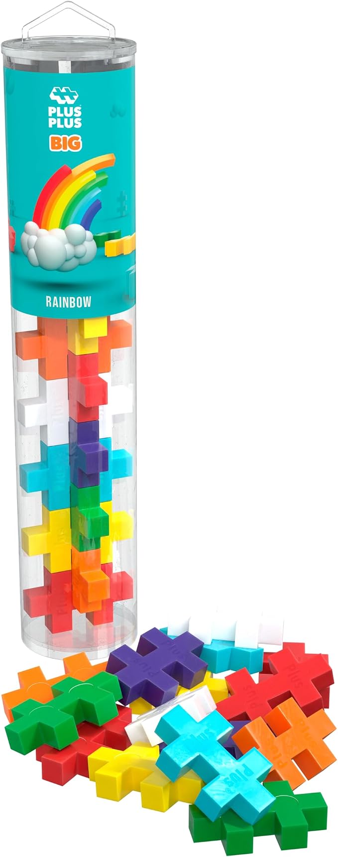 Plus-Plus - BIG Rainbow Tube 15 Pieces - Creative Educational Game for Children 1 Year+ - Fun Activity, Colorful Construction, Educational Gift