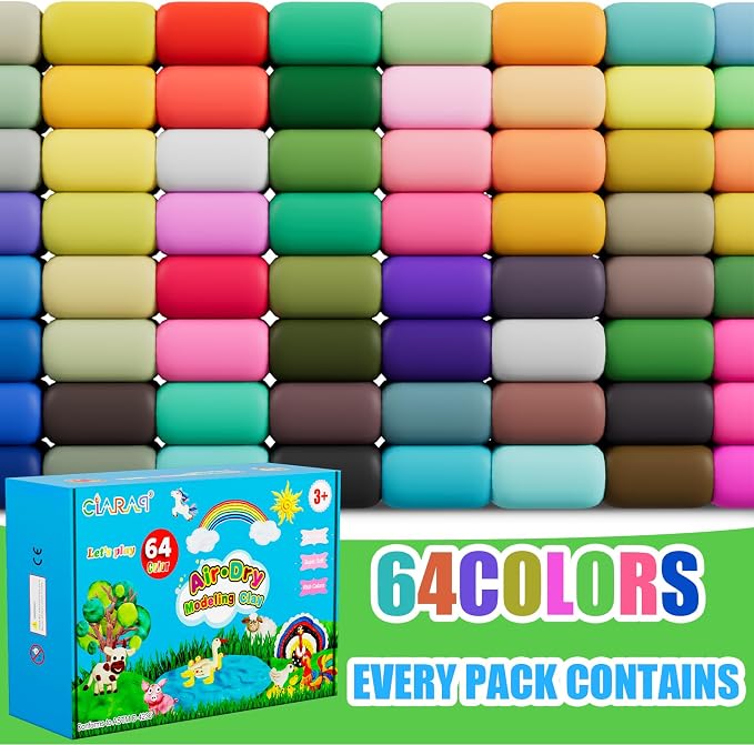 Air Dry Clay Kit for Kids – 50 Colors 15g Each, Non-Toxic Modeling Clay Set with 3 Sculpting Tools, DIY Arts & Crafts Supplies, Ideal Gift for Birthday, Christmas, Halloween (Ages 3+)