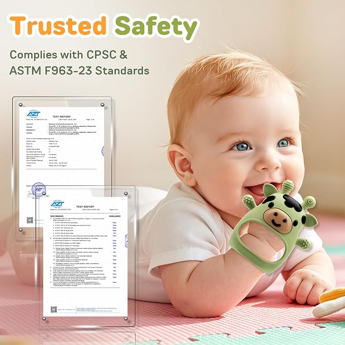 2 Pack Baby Teething Toys 3-6 6-12 Months, Adjustable Anti Dropping Wrist Teething Mittens, Food Grade Silicone Baby Chew Toys for Sucking Needs Teether for Newborns Infants Teething Relief