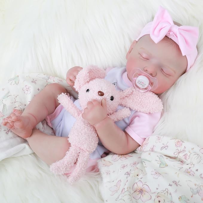 KSBD Realistic Reborn Baby Girl- 20 inch Full Vinyl Lifelike Newborn Baby Dolls, Realistic Real Life Baby Dolls Gift Set for Kids Age 3 +