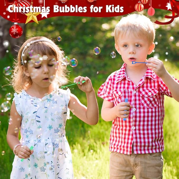 Christmas Party Favors Mini Bubble Wands for Kids 30PCS Christmas Stocking Stuffers Goodie Bags Stuffers Small Bubbles in Bulk for Classroom Prizes Outdoor Toys Student Gifts for Toddlers Girls Boys
