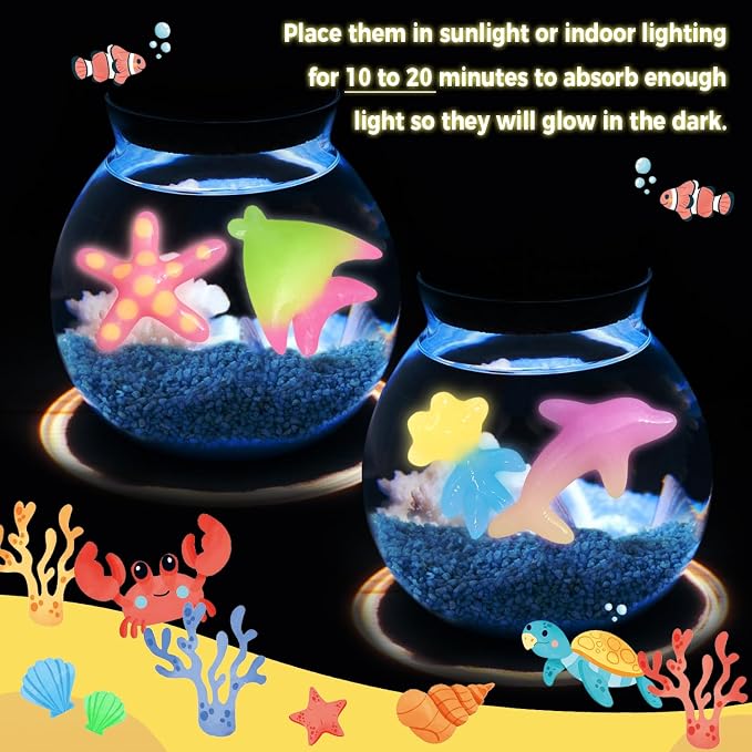 MINISENTIALS Magic Water Elf Toy Kit - Glow in The Dark Aqua Gel 6 Colors with 6 Molds - Magic Squishy Maker Water Fairies Birthday Party Favors DIY STEM Toy for 3-8 Years Old Kids