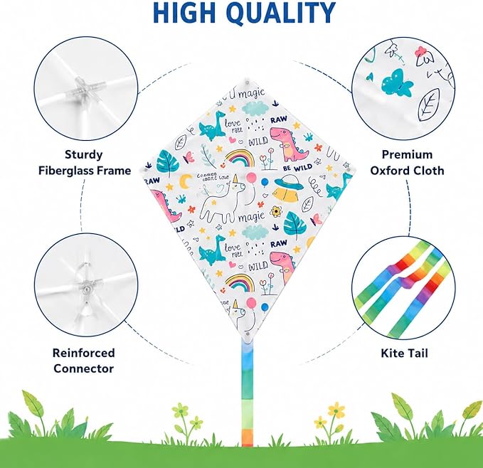 DIY Blank Kites for Kids, Bulk Kites for DIY Decorating Coloring, Kite Making Craft Kit with 10 Hand Grips with 98ft String, Easy to Fly Kite for Kids Aged 4+ Outdoor Activities