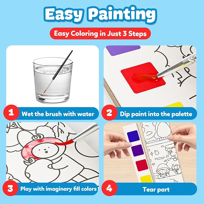 Water Coloring Book,Paint with Water Books for Kids Ages 3-5,Watercolor Painting Book for Toddlers 4-6,Creative Arts and Crafts & Airplane Travel Essentials for Boys Girls(5 PCS)