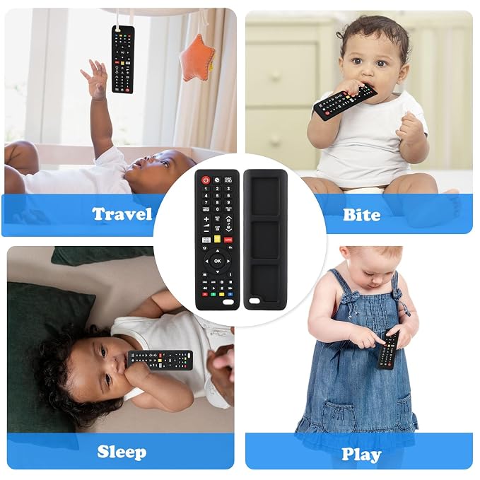 Baby Teether Toy Play Phone and TV Remote Control Shape Teething Toys for Babies 3-24 Months, Chew Toys for Infants Teething Relief, Freezer BPA Free