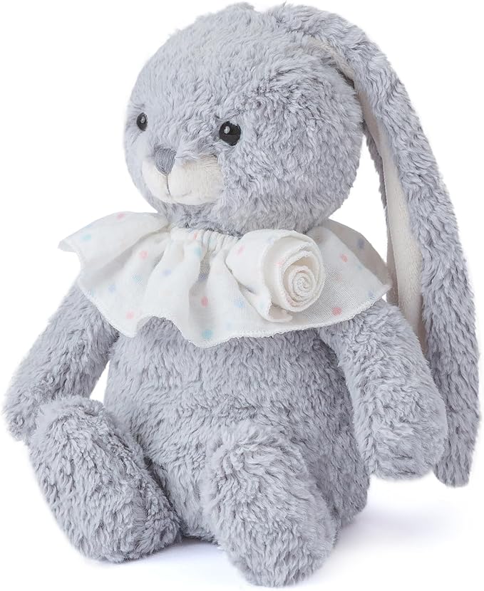 Bunny Stuffed Animal Soft Rabbit Cuddly Toy 8'' Long - Eared Plush Bunny with Ruffled Collar Plush Toys for Babies and Toddlers