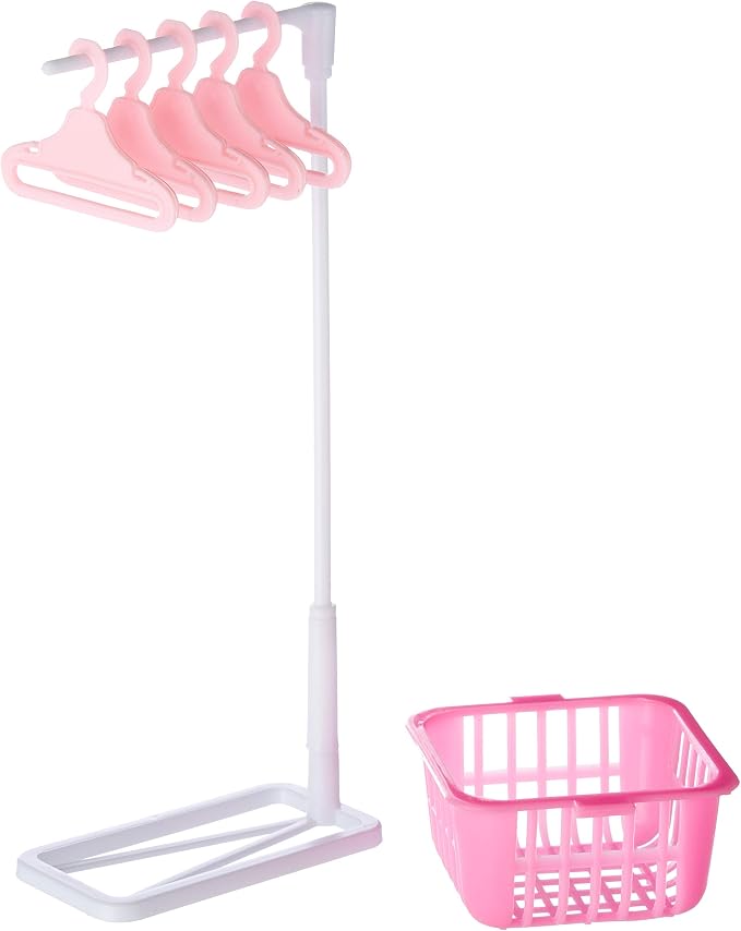 My Fancy Life Dollhouse Laundry Room Set, Pink and White Playset with Washer, Dryer, Ironing Board, Laundry Basket, Kids Pretend Play Furniture