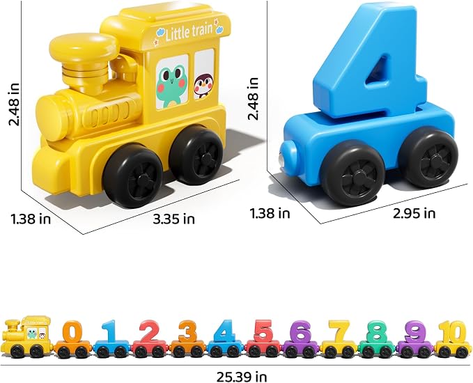 JUKUDAHU Magnet Number Train Set for Toddlers 3-4 Years Old - Counting Toy, Color Sorting Toy, Preschool Educational Activities, Learning Toy, Train Birthday Gifts for Boys Girls 3 4 5