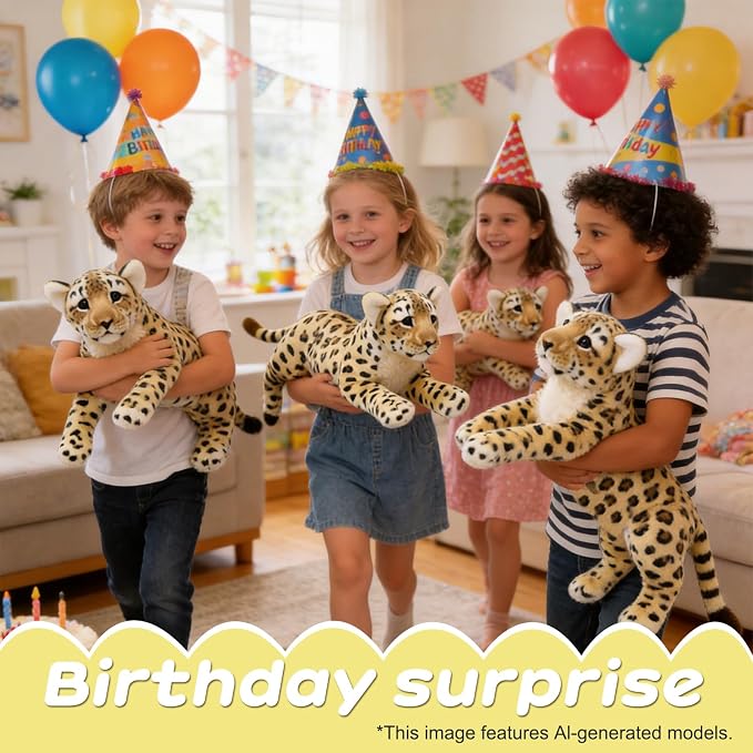Cheetah Stuffed Animal 23.6" Large Leopard Stuffed Animal Cheetah Stuffy Big Leopard Plush Toys Cute Realistic Stuffed Animals Jaguar Plush Birthday Graduation Gift for Girls Boys