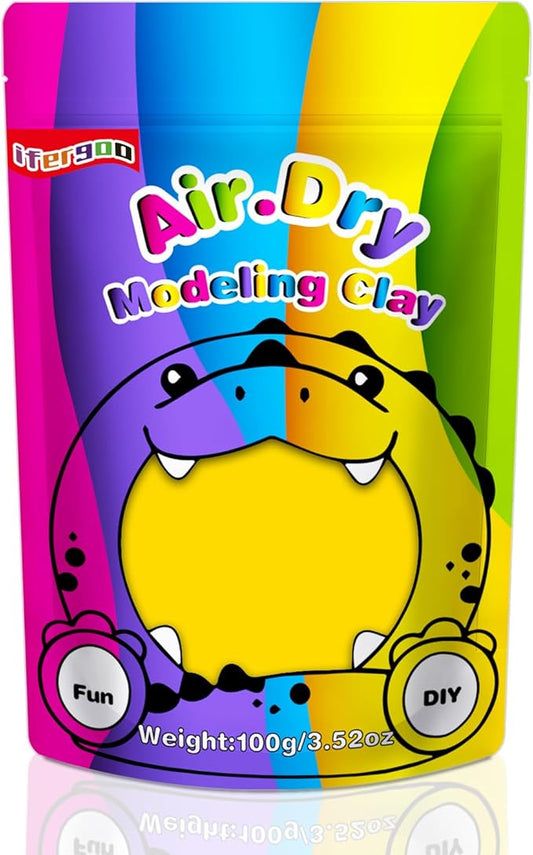 ifergoo Yellow Air Dry Clay, DIY Creative Modeling Clay for Kids, Super Light Magic Foam Clay for Kids Age 3-12, Soft, No-Sticky & Non-Toxic, Molding Clay for School Art & Craft Project (100g/3.5oz)