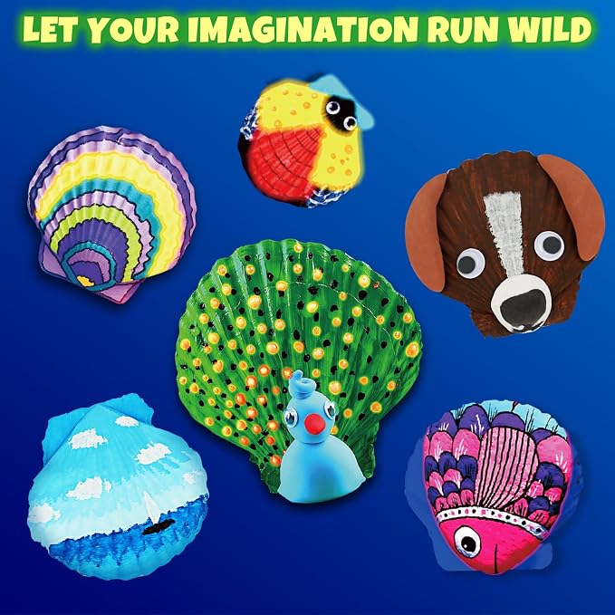 Nicmore Seashell Painting Kit for Party: 10-Minute Setup & 2-Hour Focused Creative Play - Quick-Dry & Mess-Free - Birthday Gift & Group Activities for Kids Age 3-12 Year Old