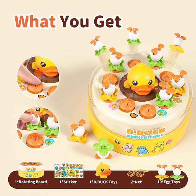 BLF FUN B.Duck Games for Kids Age 4-6, Board Games Bounce and Catch Duck Toys for Kids 4-8, Family Board Games for 5-7 Boys Girls, Birthday Gifts Christmas Party Games for Toddlers 3-5