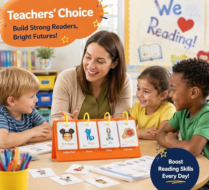 Alened Sentence Building Flash Cards for Kids Ages 5-8, Learn to Read Phonics Toy, Word Games, Speech Therapy Materials, Education Kindergarten Classroom Must Haves for 1st 2nd Grade
