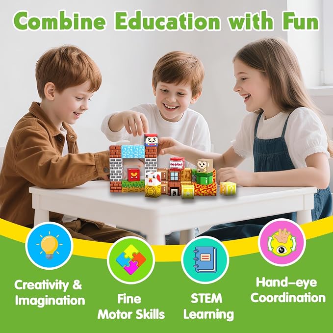 Magnetic Blocks Building Toys for Kids, 48 PCS Magnetic Blocks for Kids Ages 4-8, Magnet Cubes, STEM Sensory Toys for Boys & Girls, Christmas Birthday Gifts for Kid Ages 3+