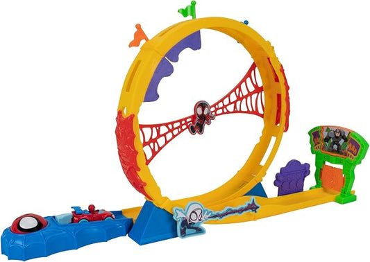 Marvel Spidey and His Amazing Friends Amazing Metals Super Loop Track Set - 28-Inch Race Track with Launcher, 360 Degree Super Loop, and Exclusive Amazing Metals Vehicle