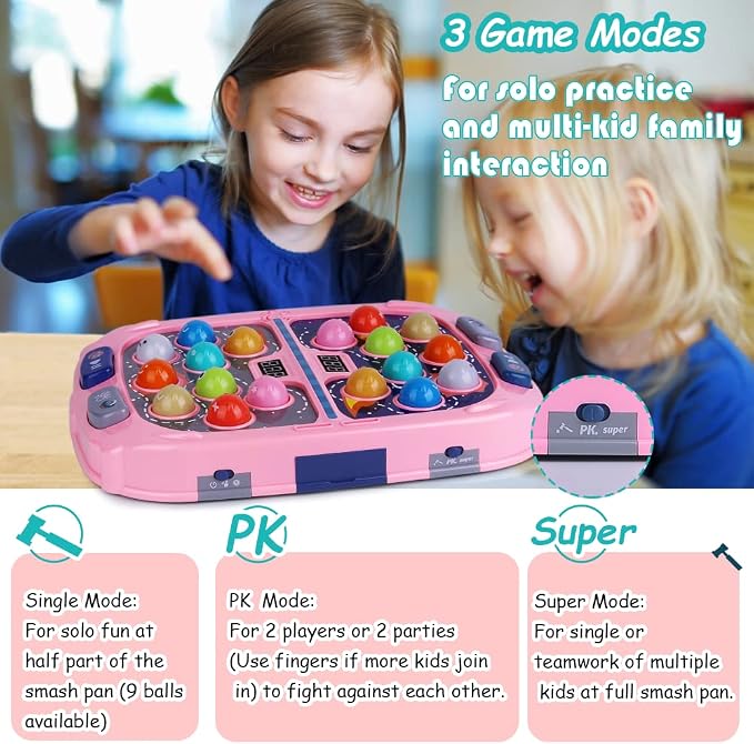 Toy Whack Game Mole for Girls, Toddler Toys for 3-8 Year Old Girls, Kids Gift for Girls Ages 3, 4, 5, 6, 7, 8, 9, 10+ Years Old, 3-12th Birthday Interactive Educational Toys with Sound, Light, 3 Modes