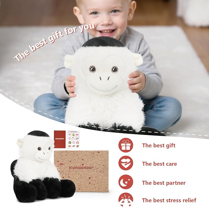 Niuniu Daddy 14" | 3.5 Pound Capuchin Monkey Weighted Stuffed Animal for Kids & Adults, Large Plush Toy with Soft Fur, Weighted Plushies Pillow for Sensory Calm, Huggable Gift for Everyday Comfort