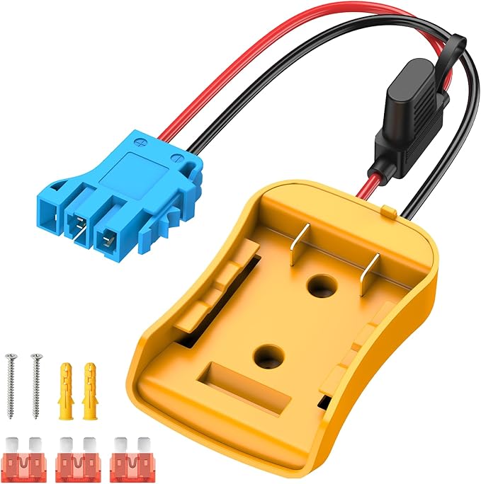 Kzreect Battery Adapter Compatible with Dewalt 20V Battery Conversion Kit with Fuse Holder and Wire Harness Connector Compatible with with Peg-Perego Kids Ride-on Toy