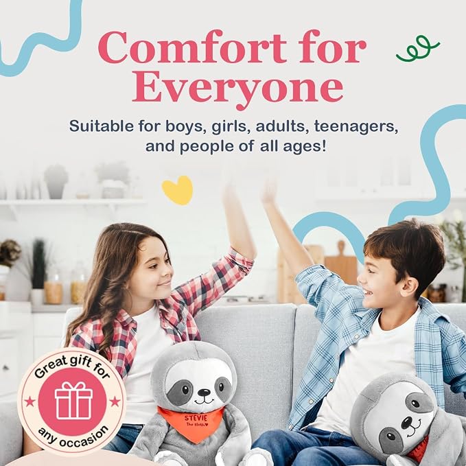 Lilly's Love Weighted Stuffed Animals for Kids — 2.5lb Calming Sloth Plush for Anxiety, ADHD & Sensory | Machine Washable Weighted Stuffed Animal w/Removable Insert | Stevie The Sloth