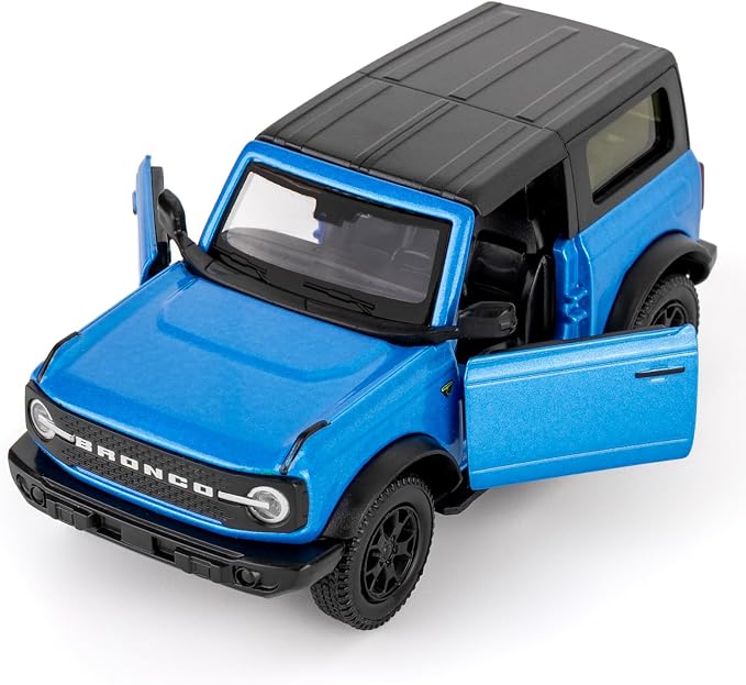 1:36 Ford Bronco Badlands 2dr Toy Car, Diecast Pull Back Model Car, Doors Open, Collection Kids Toy for Aged 3 and up, Gift Blue