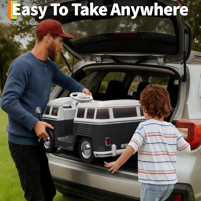 6V Licensed Volkswagen Electric Ride-on Car for Toddlers with 4.5AH Long-Lasting Power Battery, Ride on Bus with Led Light, Horn and Music, Battery Powered Ride on Toy for Kids - Gift for Sweets