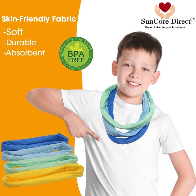 Chew Necklace for Sensory Kids, 8 Pack Terry Cloth Teething Chewy Necklaces for Boys Girls to Chewing, Absorbent Fabric Bands Sensory Products for Chewers with Autism, ADHD, SPD, fidgeting, Anxiety