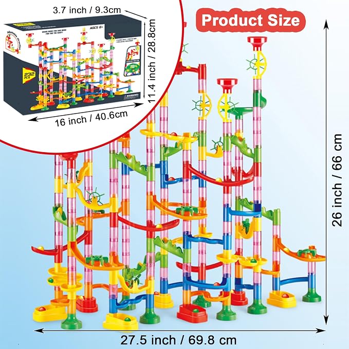 232 PCS Marble Toy Premium Set,STEM Educational Building Block Toy,Marble Track Race Set with 45 Marbles for Boys & Girls,Construction Building Blocks Toys for Kids