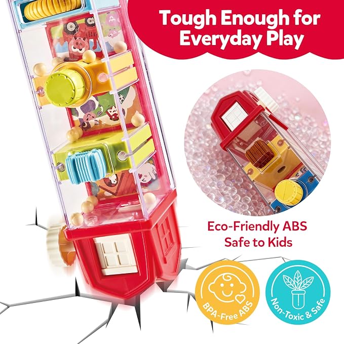 Farm Egg Drop Toy for Toddlers 2-4, Travel Toys for Toddlers, Cause and Effect Montessori Toy, Fine Motor Activity, Quiet Gift for 2 Year Old Boys Girls
