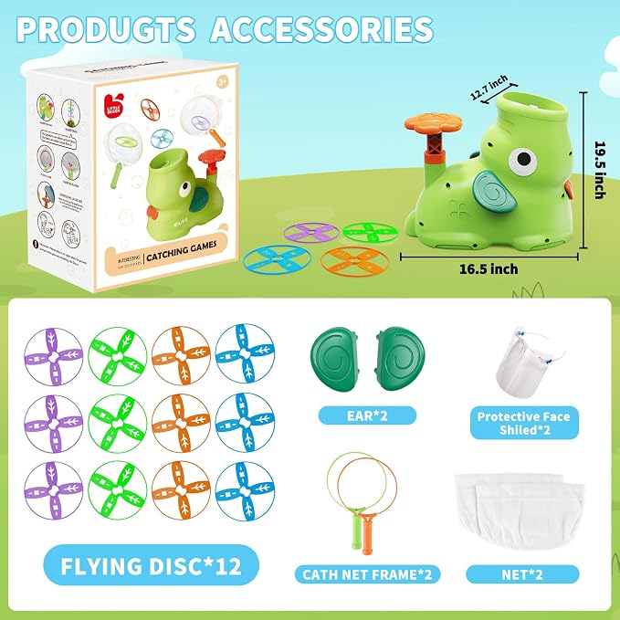 CPSYUB Outdoor Stomp Flying Disc Launcher Toys for Kids Ages 3 4 5 6 7 8 9 10, Elephant Butterfly Catching Game, Outside Yard Activities Chasing Toy, Outdoor Birthday for 3-8 Year Old Boys Girls