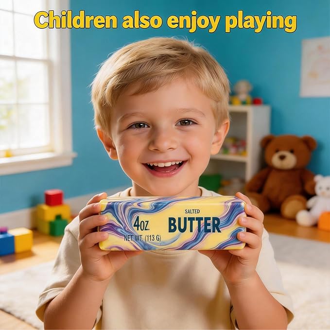 Butter Squeeze Toy 2PCS, Slow Rising Dumpling Squishy Butter Sensory Stress Relief Squishies Soft & Stretchy Fidget Toys for Anxiety Relief Party Favors (Rainbow B)