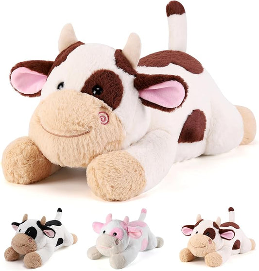 gnomantic Cow Weighted Stuffed Animals - 28 Inch 5 Pounds Weighted Plushies Cow Stuffed Animals - Big Plush Pillow - Cute Plush Toys Gifts for Kids & Adults (28" 5.0 lbs Brown)