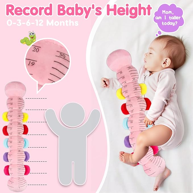 Baby Tummy Time Toy 0-6 Month Musical Stuffed Animal Plush Caterpillar Toy for Infant 6-12 Month Teething Sensory Toy with Crinkle Rattle for Babies 0-3-6 Month Newborn Toys for Boy Girl Birthday Gift
