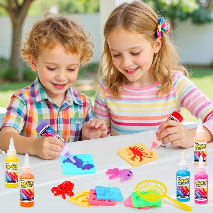Aqua Fairy Water Gel Kit for Kids, Magic Water Elf Toy Kit with 20 Magic Gel &16 Shape Molds-DIY Magic Elf Kits Make Your Own Water Pets Arts and Crafts for Kids 4-6 7 8 9 10 Year Old Boys Girls Gifts