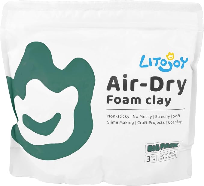 Teal Green Air Dry Foam Clay - Modeling, Soft, Light Weight for School Supply, Art Projects, Deco Flower Mirror, Halloween Cosplay Props, Slime Supplies- 1.1 Lbs / 500 Grams (Teal Green)