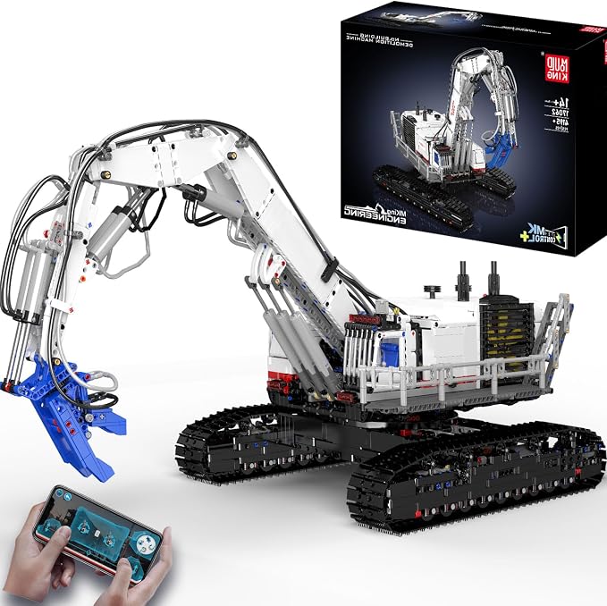 Mould King Mobile Demolition Crane Construction Set, APP Control Motorized Excavator Truck Building Blocks Kit, DIY Assembly STEM Car Toys for Adults - Perfect for Creative Play and Learning (4195+)