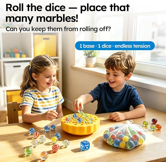 Balance Building Blocks Game 48PC – 3-in-1 Shark Edition with Marble Balance, Hexagon Stacking Tower & Tile Creation | Strategy & Challenge Cards Included | STEM Toy for Kids Ages 3+ Family Game Night