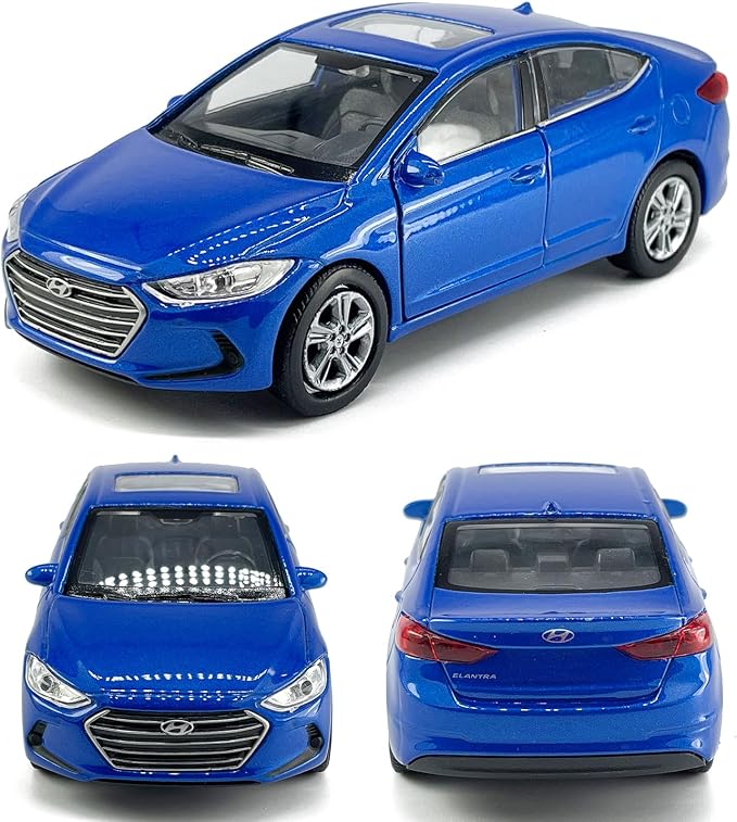 1:36 Scale Elantra Toy Car Model Metal Diecast Toy Vehicle, Doors Open Pull Back, Toys for Boys 3 4 5 6 7 Year Old Toddler Kids Gifts, Men Collection, Home Office Décor Cake Topper, Blue