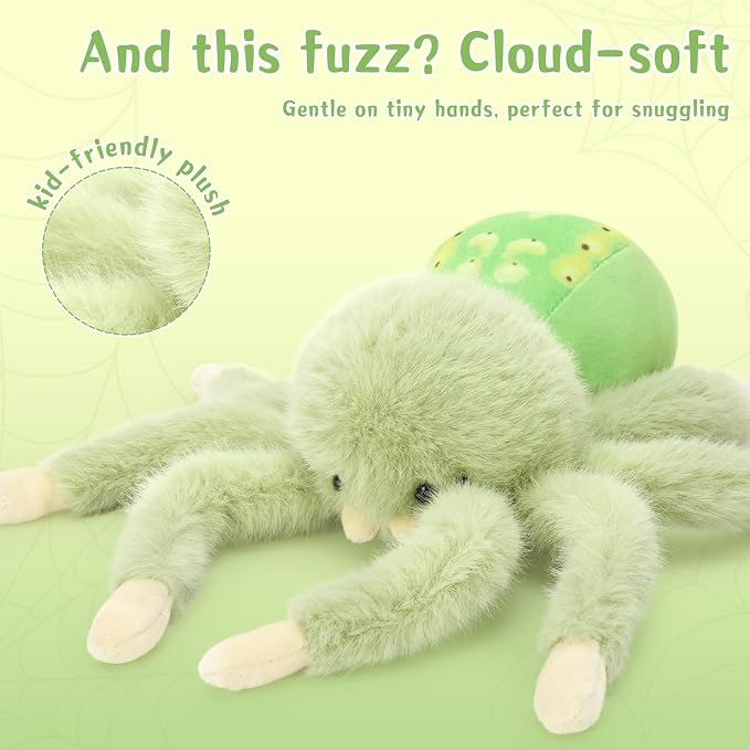 MorisMos Cute Spider Stuffed Animals, 3 Pack Stuffed Spider Plush with Magnetic Foot, Cuddly Adorable Plush Spider Toy Set for Kids Boys Girls, Ghost Spider Decoration Gifts