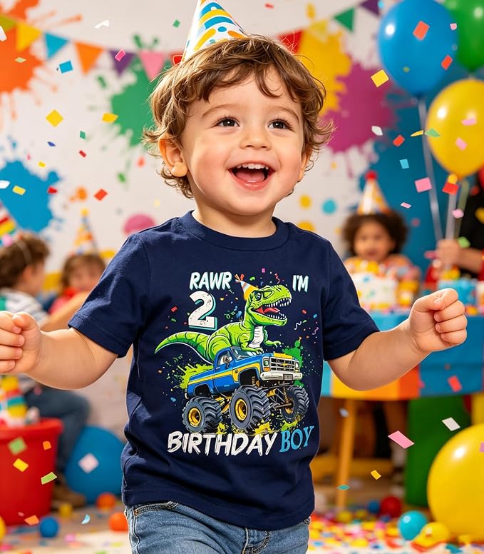 Lovekider 2-5 Years Birthday Boy Shirt Construction Party T-Shirts Excavator Cotton Short Sleeve Tee Dark Grey