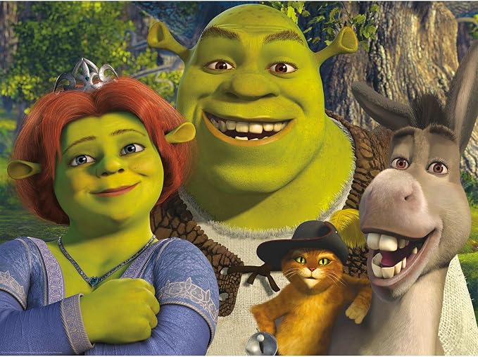 Aquarius Shrek 500 Piece Jigsaw Puzzle, DreamWorks Family Character Collage 14x19 Inch Collectible Merchandise Gift for Teens and Adults